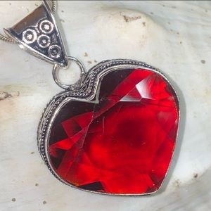 *STUNNING * Red Tourmaline vintage statement Pendant